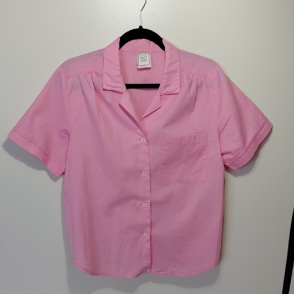 🔴 Sweet Baby Jane Pink Button-Up Top